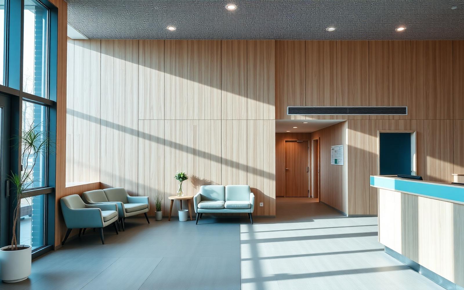 Reception desk and patient waiting area